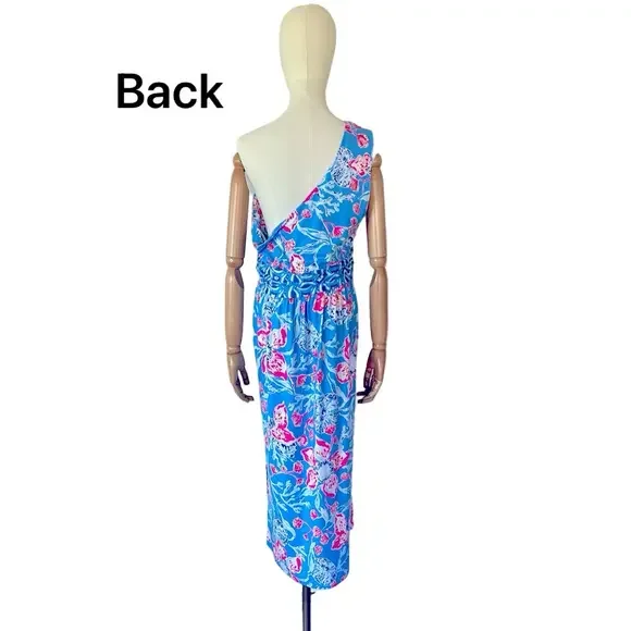 Lilly Pulitzer Helina Midi Dress One Shoulder Bahamian Rhapsody Size XL New - Picture 6 of 15